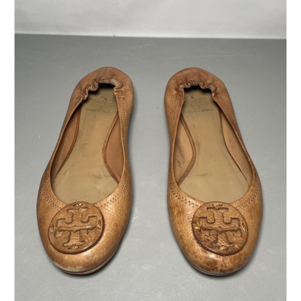 Tory Burch Reva Distress Leather Ballet‎ Flats Women's Size 7.5